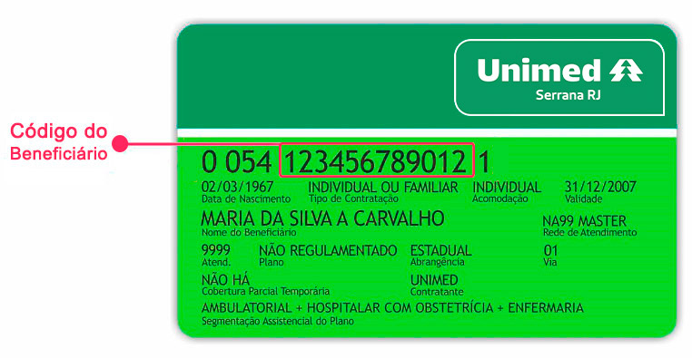 Cartão da unimed ilustrativo